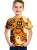 Halloween   Kids Clothes Cute Pumpkin Spooky Leaves 3D Print Casual O-Neck Short Sleeve Quick-Dry Boy T-Shirts for Children