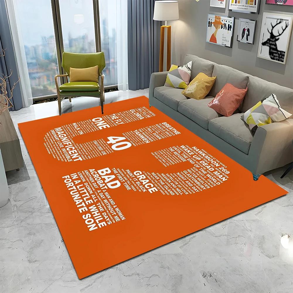 Tappeto Arazzo Stampa 3D U2 Rock Bang Bono, Tappeto per Soggiorno Camera da Letto Bambini Divano Zerbino Decorazione, Tappetino Antiscivolo per Bambini