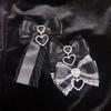 1/2Pc Heart Pendant Lace Bow Hair Clips Y2k Style Ponytail Hairpins Kawaii Gothic Hair Clips  Anime