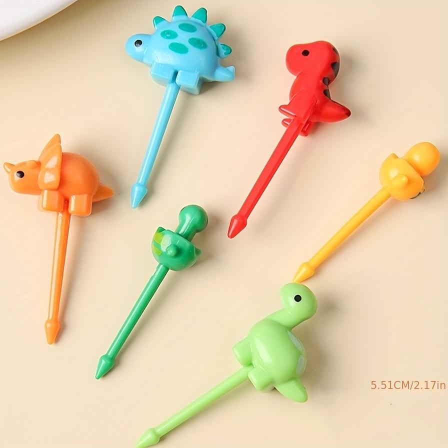 6/18pcs Cute Dinosaur Fruit Forks Mini Creative Food Fork Set Colorful Plastic Desert Pick For Kitchen Picnic Party Decor Access