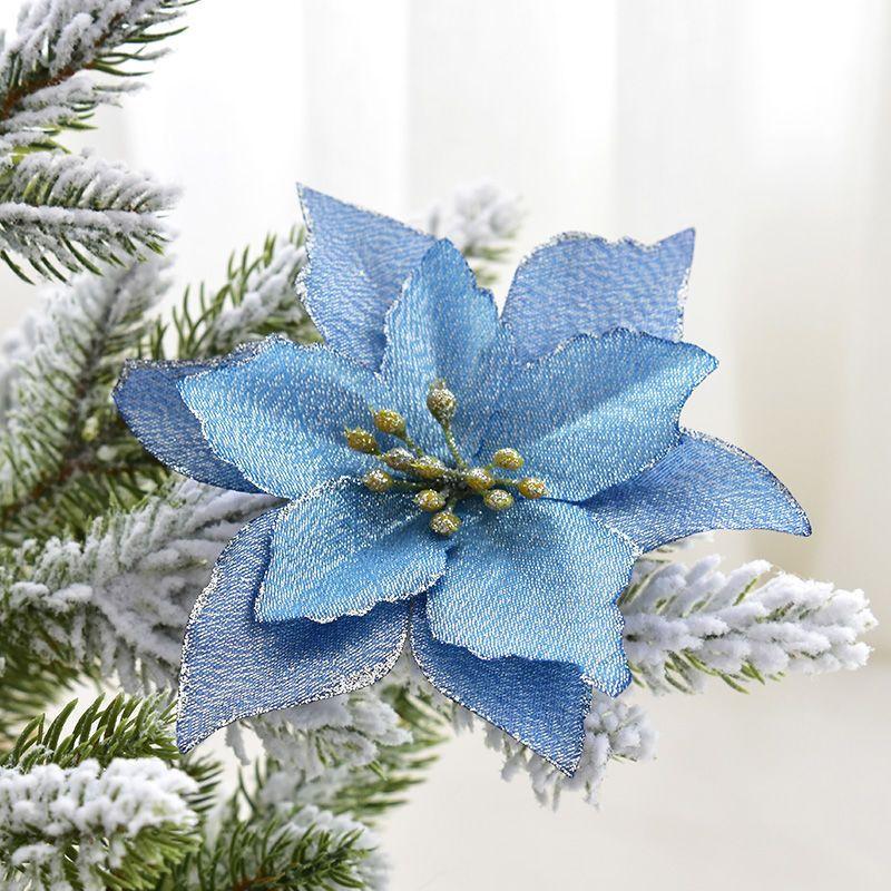 

8PC Рождественские украшения Моделирование Рождественских цветов Рождественская елка Гирлянда Аксессуары Пномпень Маленький цветок Рождественская елка Украшения Аксессуары синий