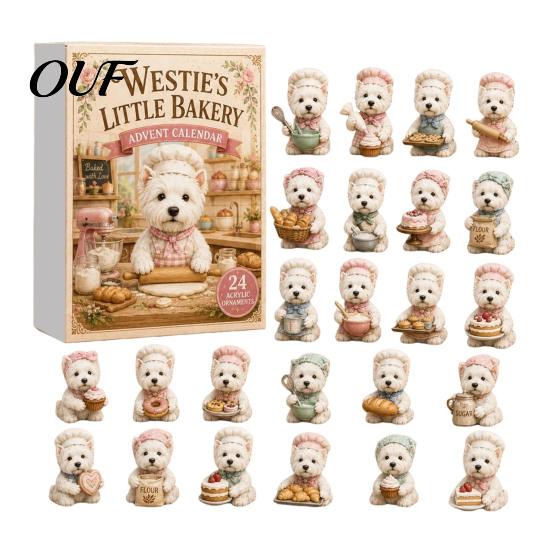 Holiday Decoration Accessories 24 Days Cute Dog Advent Calendar 2026, 2D Acrylic Puppy Ornaments Christmas Tree Hanging Countdown Calendar,