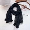 VREOVOR Vintage Hollow Lace Scarf Women's Shawl Silk Transparent White Gauze Embroidered Thin Cotton and Linen Spring and Autumn
