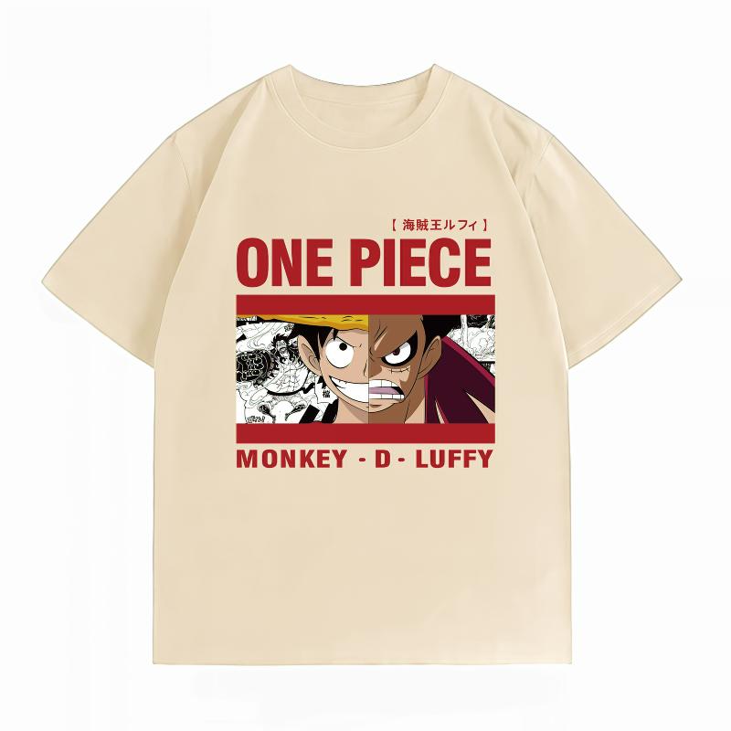 One Piece Luffy Unisex's 100% Cotton T-Shirt, Streetwear Breathable Fashion Anime Graphic Short Sleeve Unisex's Tops