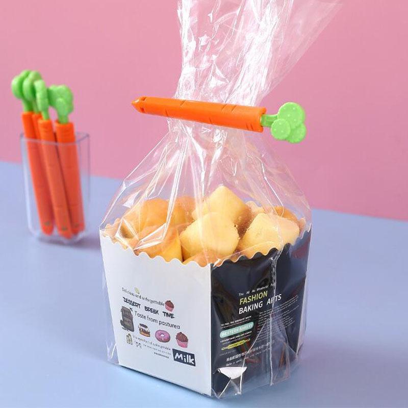 5PC Sealing Tongs Food Bag Closure Clip Cartoon Carrot Shape Moisture-Proof Clamp Fresh Keeping Sealing Clip Kitchen Accessories
