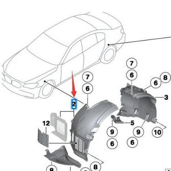 Vorderer Radhausliner für BMW 7er F01/F02 (51717185163, 51717185164)
