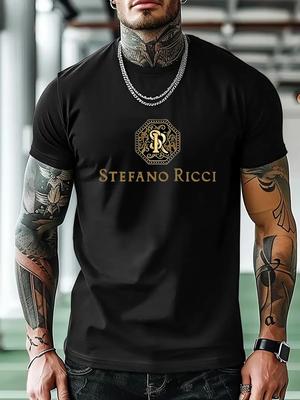 Herren Kurzarm T-Shirt Glänzende Baumwolle Halber Ärmel Rundhalsausschnitt Bequem Atmungsaktiv Strass 3D-Verfahren Europäischer Stil Wh