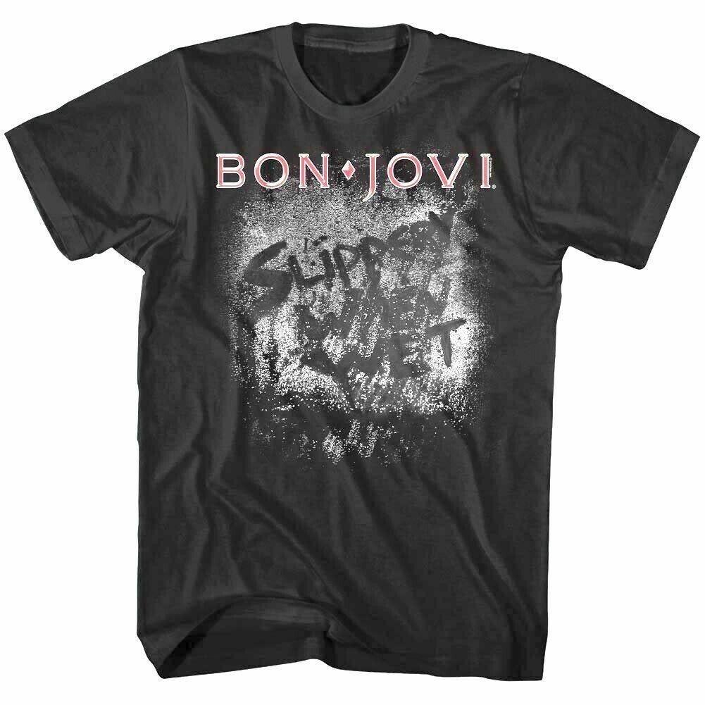 Bon Jovi Slippery When Wet Steam Men’s T Shirt, Shirt For Music Fan M