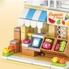 Stadt Bausteine Obstladen Blumengeschäft Hausmodell Set Desktop Deko Kinder DIY Spielzeug Weihnachts- Geburtstagsgeschenk