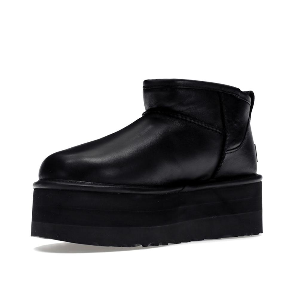 UGG Classic Ultra Mini Platform Boot Black Leather (Womens) Women Sneakers 1141510-BLLE
