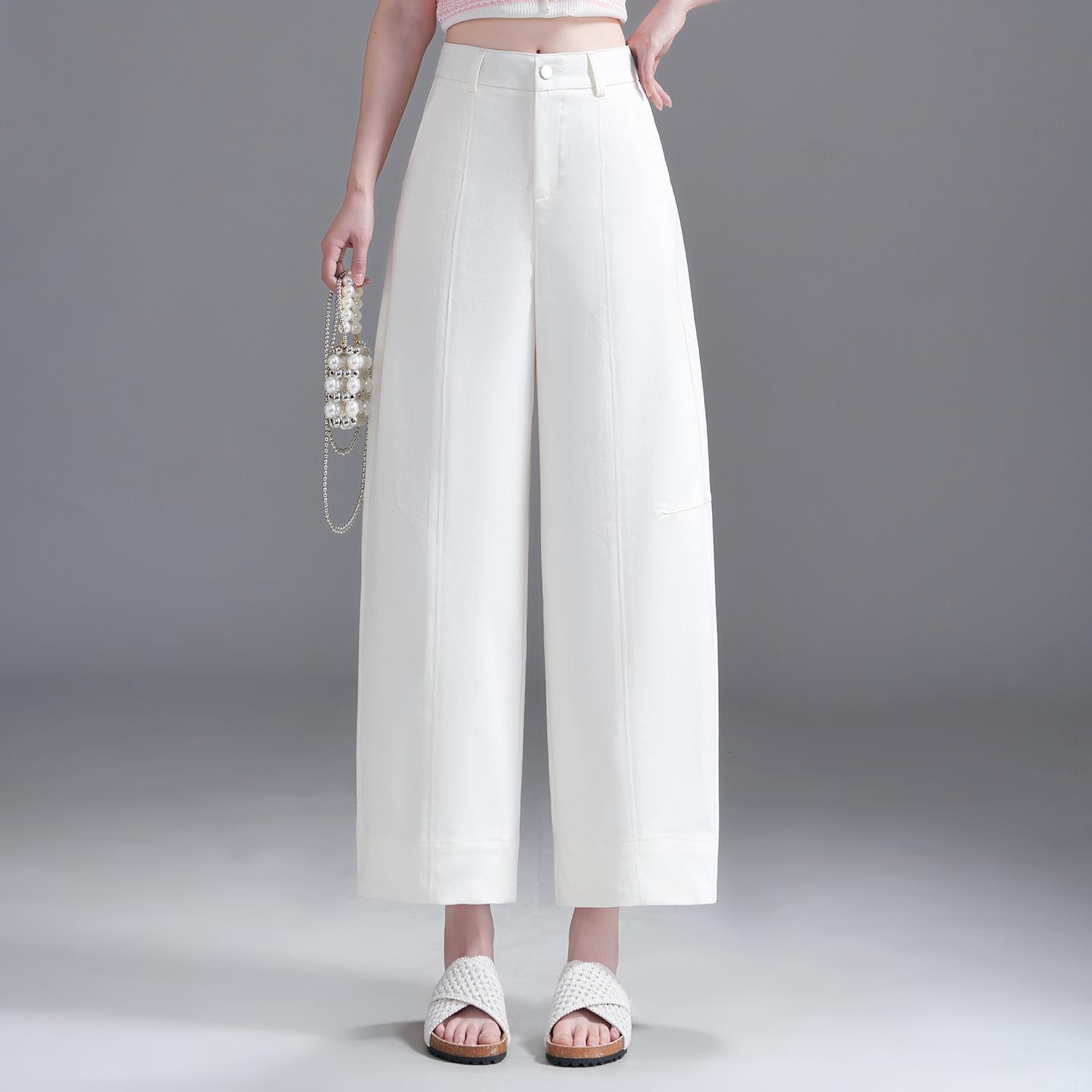 

Beige High-Waisted Slimming Loose Nine-Point Pants - Women s Versatile and Casual, Spring 2026. L грязно-белый