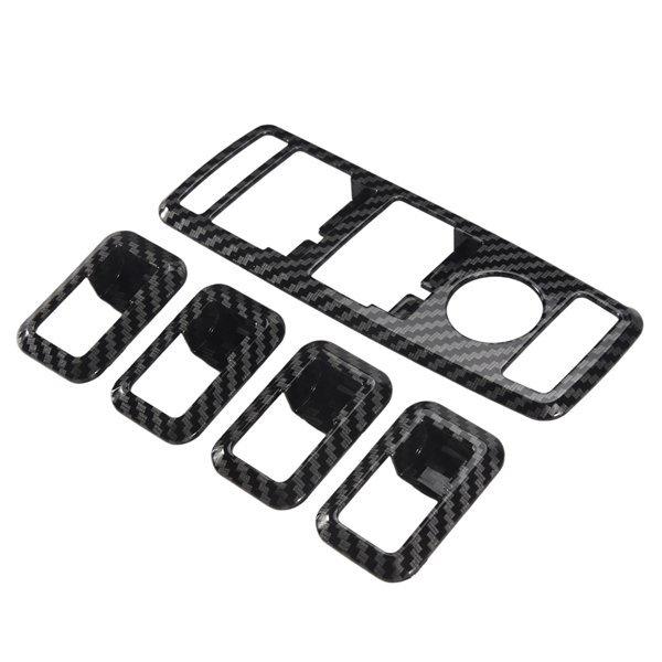 Carbon Fiber Grain ABS Glass Lift Switch Frame Set – 5 Pieces