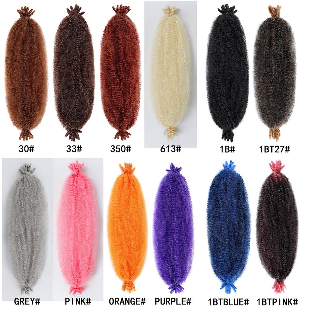 Springy Afro Twist Black Synthetic Crochet Hair Marley Twist Curly Braiding Hair Extensions DIY Wigs For Women Ladies
