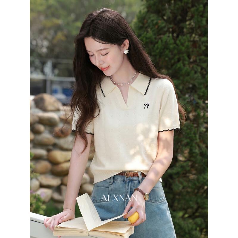 Luxiangnan Women s Summer Polo Knit Top M