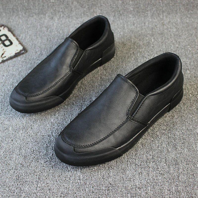 Fashion Flat Shoes Men's New Style One Foot Casual Leather Shoes Mens Thick Soled Board Shoes Single Shoe Loafers designer loafers men