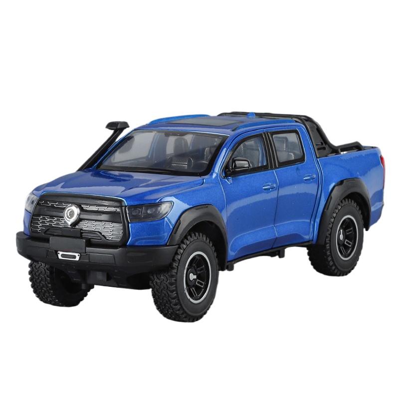 1/24 Alloy Die-cast Great Wall Cannon Pickup Truck Model Simulation Sound and Light Pull Off Road Vehicle Toy Collection Ornaments for Boys Gifts