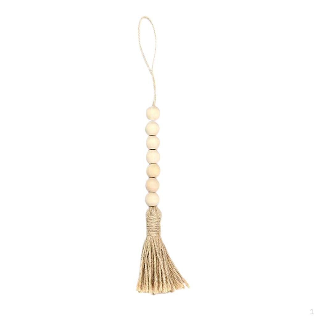 Bohemian Wood Bead Tassel Garland - Home Decor Piece