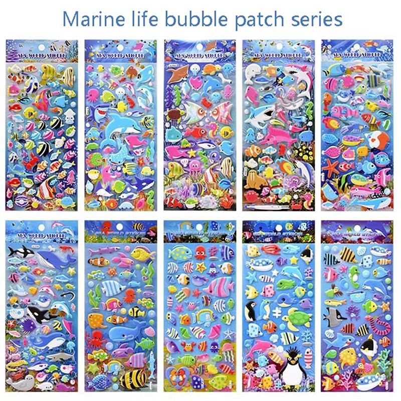 10 Sheets Mixed Fish Fishing Stickers Ocean Fish DIY Toy Gift Decorative Decal for Phone Laptop Bottles Luggage Waterproof