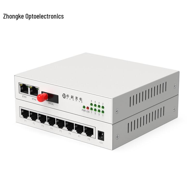 Zhongke 4-Channel Telephone & Dual 100M Ethernet Optical Transceiver