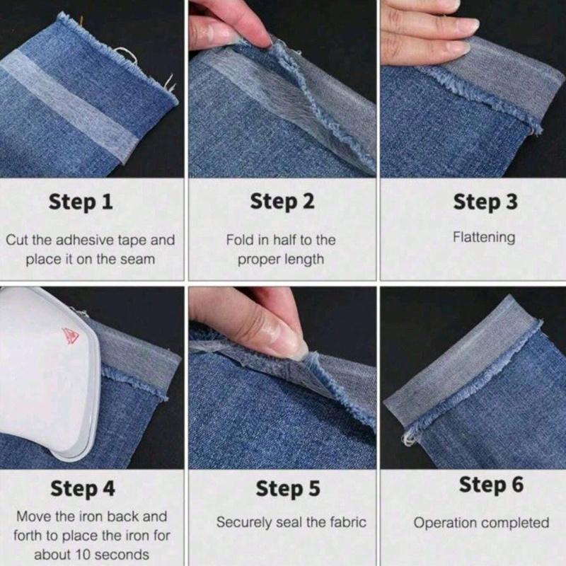 Iron-On Hemming Tape, Double-Sided Fusible Interfacing, Heat Fabric Fusible Bonding Web, Without Non-Woven Hot Melt Adhesive Cloth for Clothing