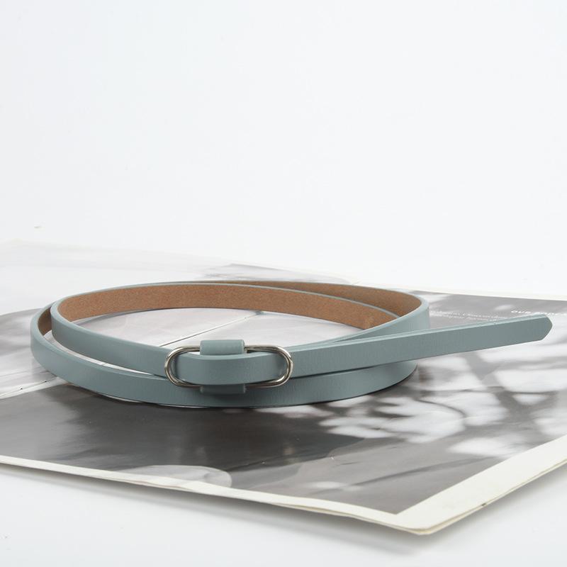 Women's Thin Knotted Non-hole Genuine Leather Belt Simple and Versatile Belt with Casual Pants Skirt Dress