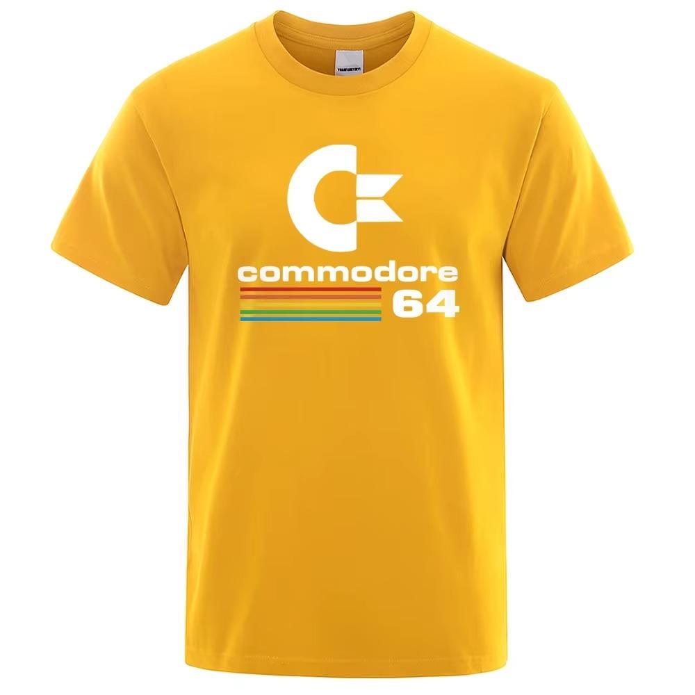 Loose Men T-shirts Summer 64 Print T Shirt C64 SID Amiga Retro Cool Design Street Short Sleeve Top Tee Cotton Clothing