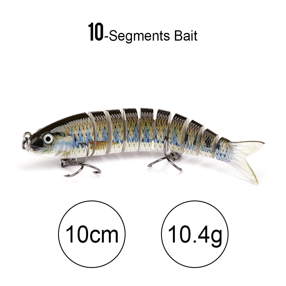 10cm 10g Sinking Crankbaits Fishing Lure 10-segments Wobbler Hard Artificial Bait For Pike Fishing Accessories Swimbait