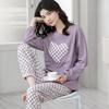 Aifen Teng Women's Pajamas Set: Pure Cotton, Long Sleeve, Long Pants, Casual Home Wear, Suitable for Spring, Autumn, and Winter.