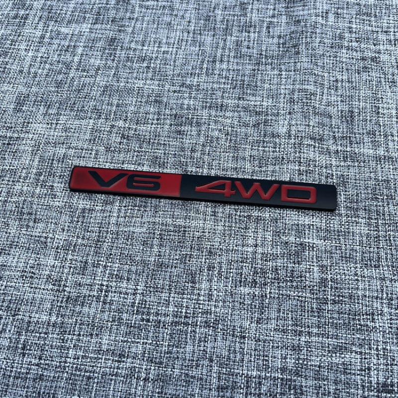 Car V6 4WD Personalized Modification Metal Label Sports Racing Performance Label Rear Label Decorative Label Car Sticker