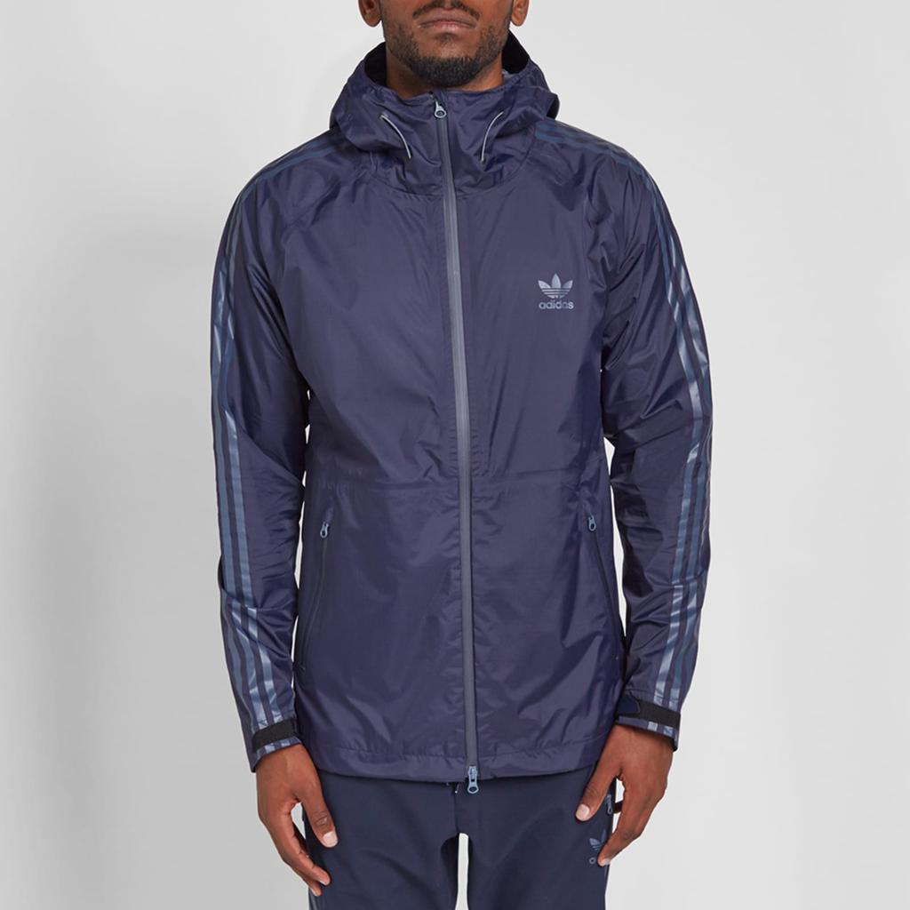 Adidas Originals Adicolor Logo Print Hooded Straight Dry Jacket Men Jackets Dark-Blue AZ1449