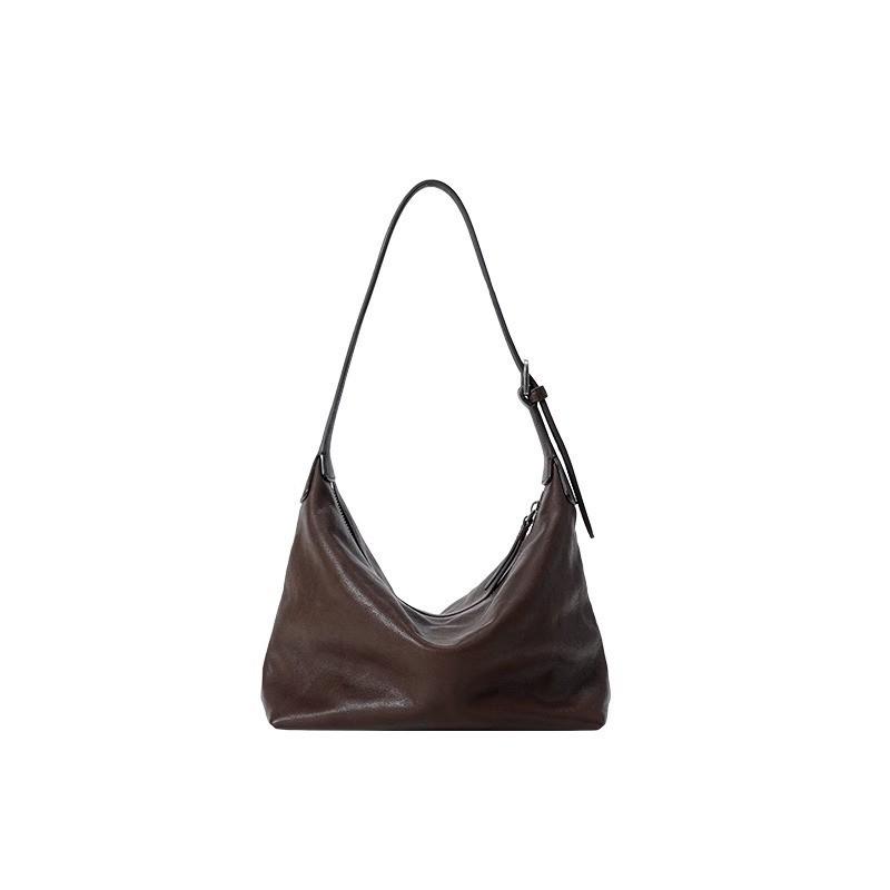 

Qiu Zhen Genuine Leather Dumpling Hobo Bag - Versatile Vegetable Tanned Crossbody & Shoulder Bag for Women
