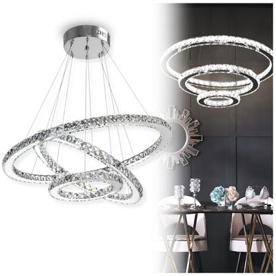 Crystal Chandelier Ceiling Hanging Lamp 3 Ring Mirror Living Room Cold