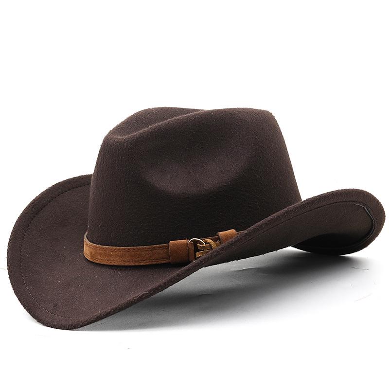 

Классическая шляпа федора ковбоя в западном стиле из шерстяного фетра - Унисекс осенне-зимняя джазовая шляпа M (56-58 cm) Adjustable кофейный