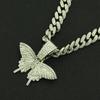 Diamond Three-dimensional Butterfly Pendant Cuban Chain, Eu US Fashion Punk Versatile Wide Chain Accessories, Hip-hop Tide Brand Beautiful