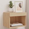 VidaXL Wall-Mounted Bedside Table with LED Lights, Hanging Bedside Cabinet, Nightstand, Bedroom Night Cabinet, Modern, 837117