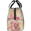 Lunch Bags Vintage Newspaper Lunch Box Bags Bicycle with Flowers for Women Washable Lunch Container Box