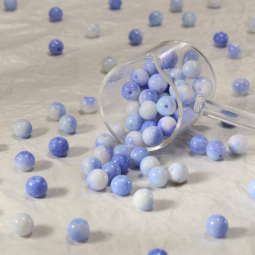 100pcs 8mm Pastoral Oil Painting Imitation Ceramic Glass Jade Crushed Beads for DIY Handmade Bracelets and Loose Beading