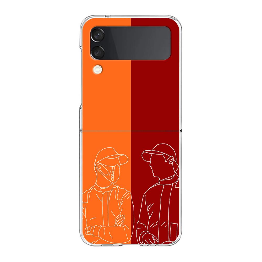 

Phone Case For Samsung Galaxy Z Flip 3 4 5 Transparent fold High Hard PC Shell For Galaxy Z Flip 3 5 Clear Cover F1 Number 33 Galaxy Z Flip 4
