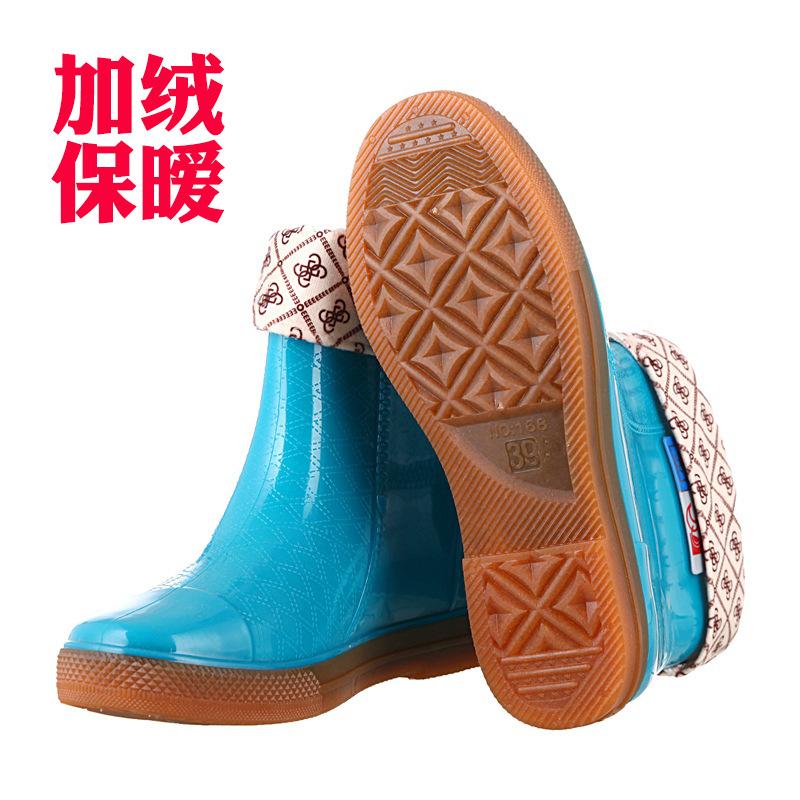 

Низкие зимние теплые дождевые сапоги женские хлопковые низкие дождевые сапоги водонепроницаемая обувь напольная обувь 41 синий