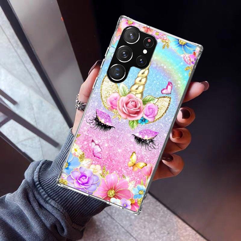 Pink Unicorn Rainbow Phone Case For Samsung Galaxy S23 S24 S25 Edge S26 Ultra S22 + S21 Plus S20 FE Cover Silicone Print Shell G