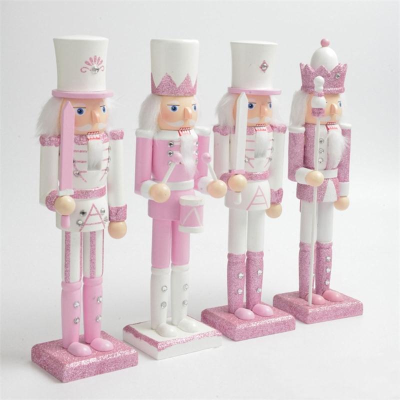 Pink King Wood Walnut Cracker Puppet Soldier Christmas Decoration forXmas Decor NewYear Gift