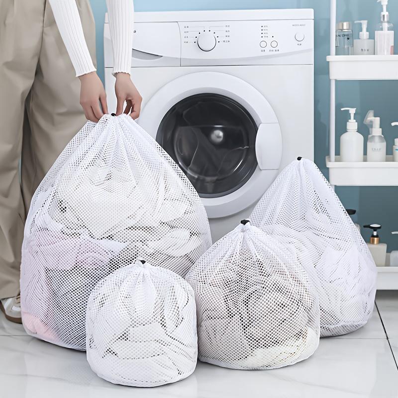 

1 шт. Сверхбольшой сетчатый мешок для стирки - Сушащий полиэстер с завязкой - Идеально подходит для защиты одежды от зацепок и разрывов S белый