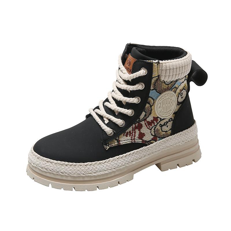 

Autumn and winter high-top thick-soled straw Martin boots outdoor tooling casual short boots live mountaineering bear couple boots 44