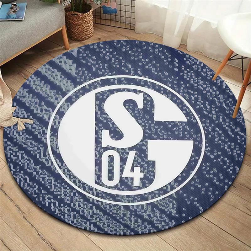 FC Schalke 04 Round Area Rug,Carpet Rug for Living Room Bedroom Sofa Playroom Decor,Non-slip Floor Mat