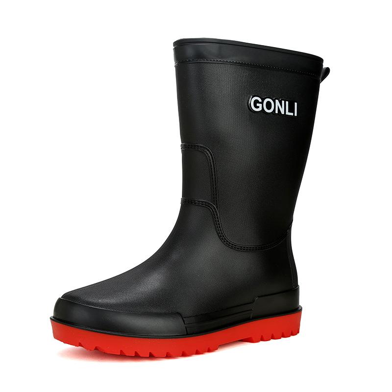 Rain shoes men's warm rain boots non-slip short tube integrated waterproof shoes kitchen rubber shoes medium tube car wash fishing shoes