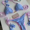 Costum de baie european și american geantă triunghiulară sexy pentru femeie Split Culoare uni Bikini sexy cu frânghie împletită multicoloră