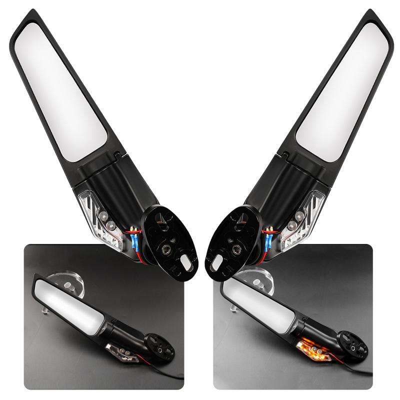 Wing Rearview Side Mirrors LED Turn Signal For Suzuki GSXR 600 750 1000 GSX1000 For HONDA, Yamaha Motorcycle Accessories