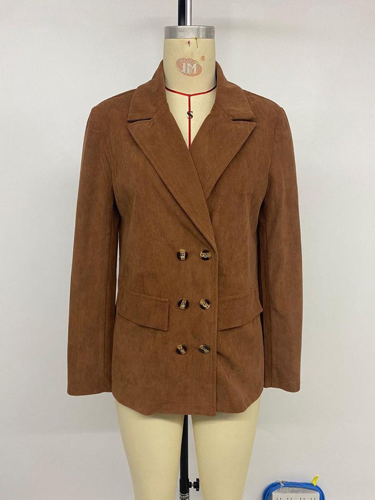 Giacca da completo in velluto a coste da donna 2025 - Stile europeo/americano Monocolore Autunno/Inverno Cardigan