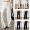 Pantalon Rayé pour Femme à Taille à Cordon Large Jambe Coupe Ample Pantalon Décontracté