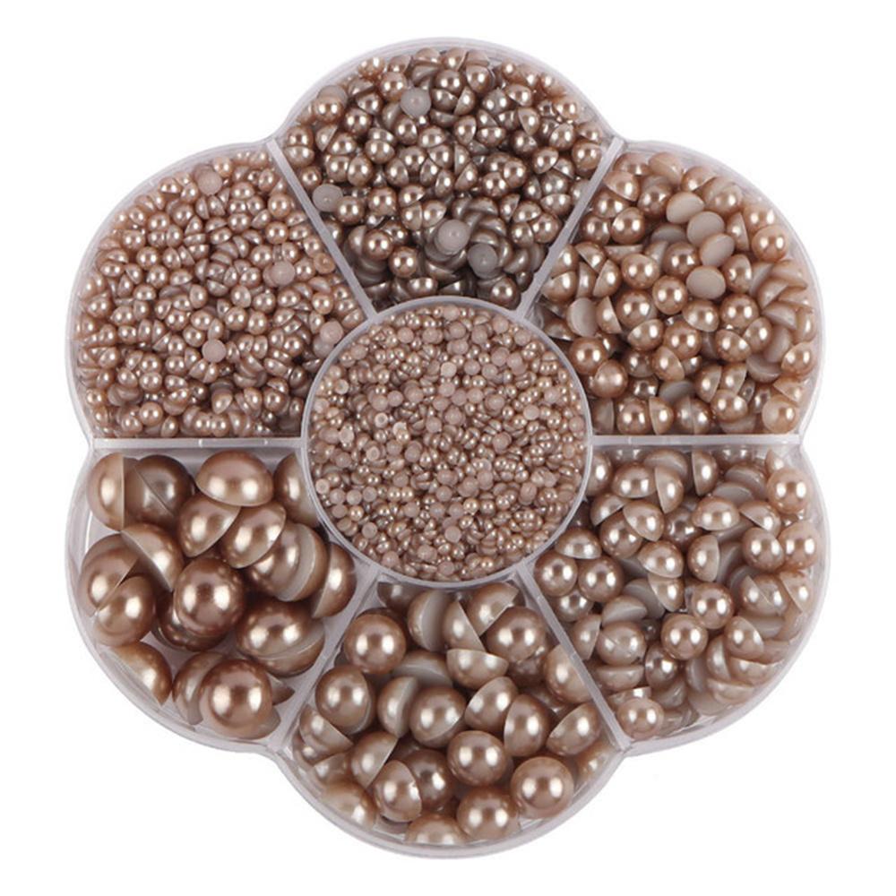 Mixed Size 7 Grid Box Half Pearl Flat Bottom AB Imitation Pearl Accessories Headwear Hair Accessories Clothing DIY Rod Diameter